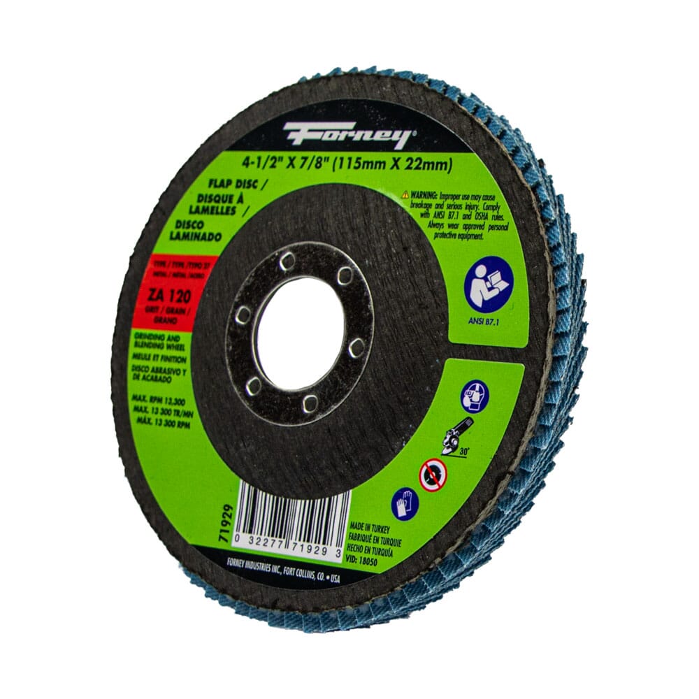 Flap Disc, Type 27, 4-1/2 in x 7/8 in, ZA120